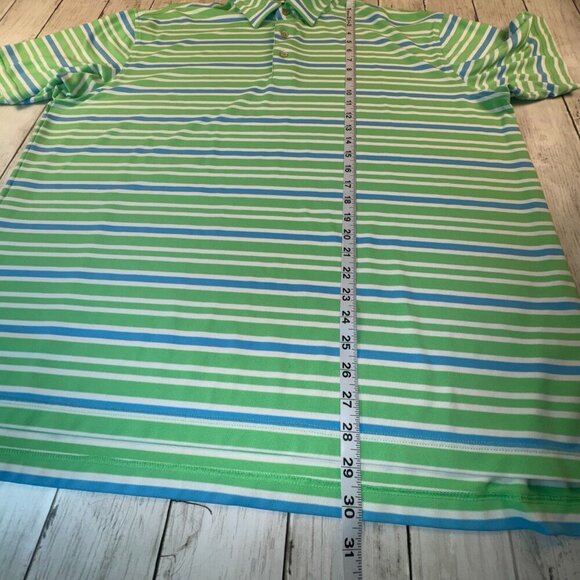 Peter Millar Men Sz XL Summer Comfort Short Sleeve Golf Polo Shirt Blue Striped - Picture 9 of 9